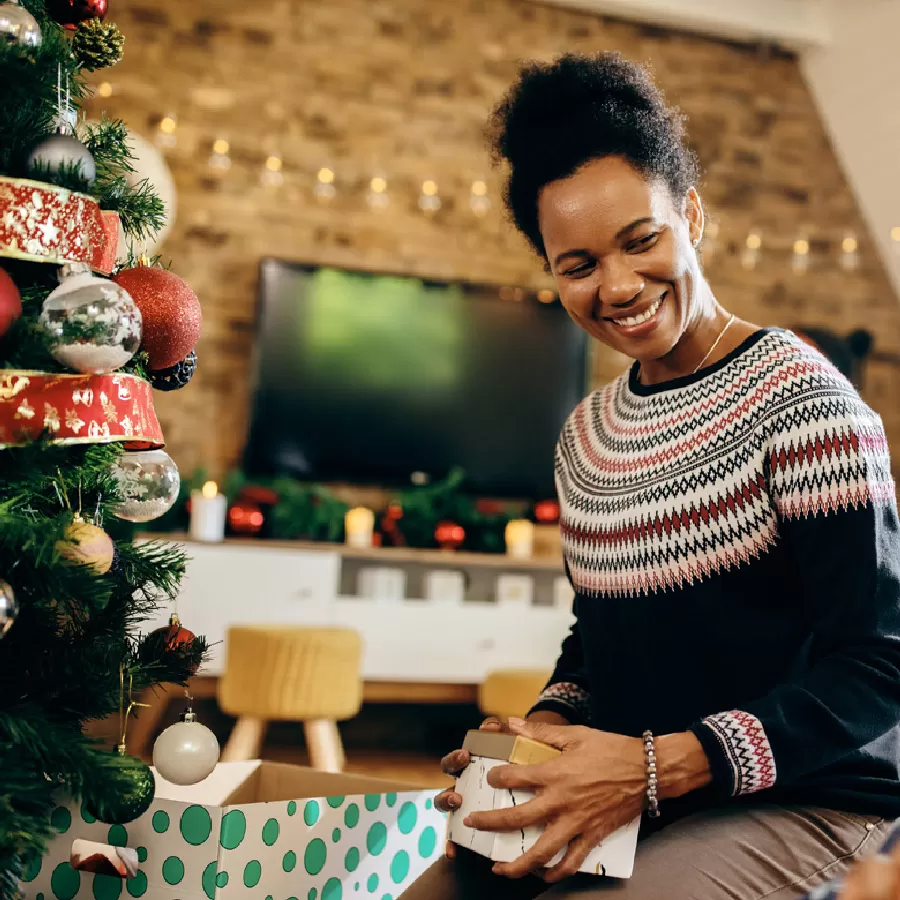 Woman and Christmas Tree